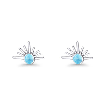 Round 7.5mm Sunset Stud Earring Larimar 925 Sterling Silver Wholesale
